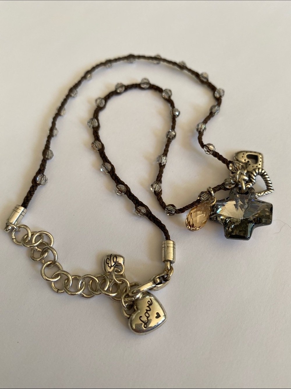 Brighton karma Beaded Heart & Crystal Charm Necklace - Love Pendant